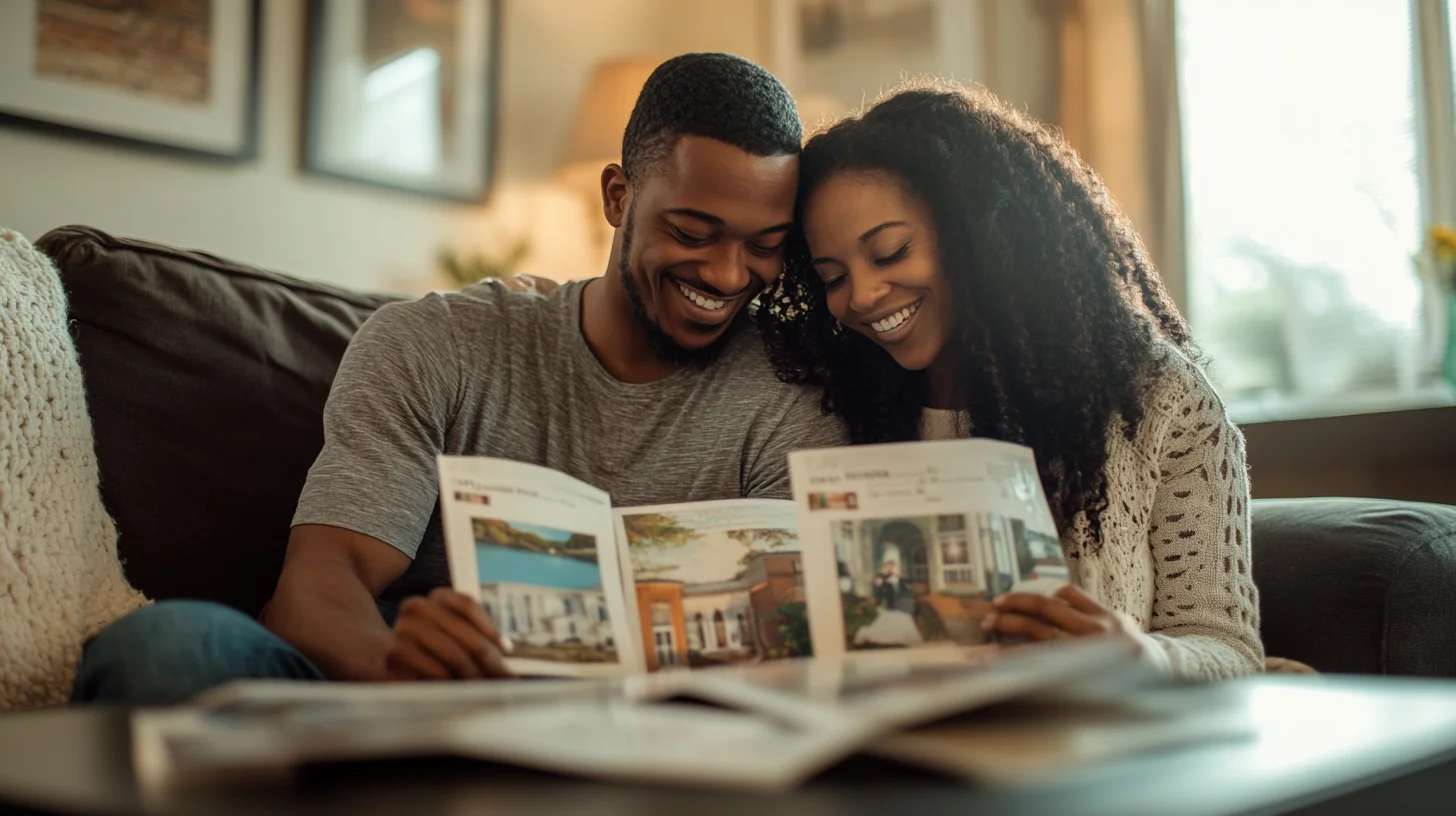 Couple looking at planning materials together